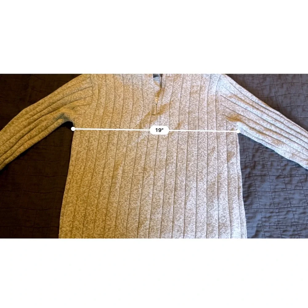 Oscar de la Renta Mens Quarter Zip Sweater Tan Ribbed Cotton Blend‎ Large L